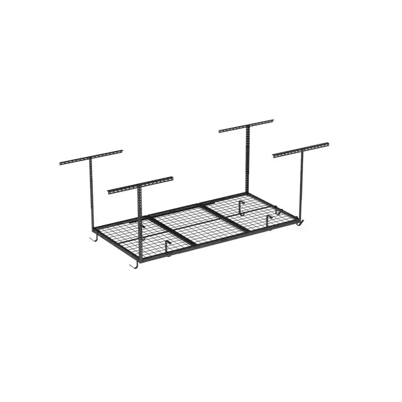 FLEXIMOUNTS OHK36B-E Rangement de garage suspendu au plafond 0,9 m x 1,8 m avec 8 crochets accessoires Noir