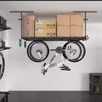 FLEXIMOUNTS OHK36B-E Rangement de garage suspendu au plafond 0,9 m x 1,8 m avec 8 crochets accessoires Noir
