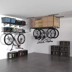 FLEXIMOUNTS OHK36B-E Rangement de garage suspendu au plafond 0,9 m x 1,8 m avec 8 crochets accessoires Noir