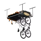 FLEXIMOUNTS OHK46B-E Support de rangement de garage suspendu 4'x6' avec 8 crochets accessoires noirs : Étagère en acier pour bacs de rangement, capacité de 204 kg
