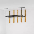 FLEXIMOUNTS OHK46B-E Support de rangement de garage suspendu 4'x6' avec 8 crochets accessoires noirs : Étagère en acier pour bacs de rangement, capacité de 204 kg