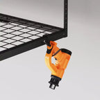 FLEXIMOUNTS OHK46B-E Support de rangement de garage suspendu 4'x6' avec 8 crochets accessoires noirs : Étagère en acier pour bacs de rangement, capacité de 204 kg