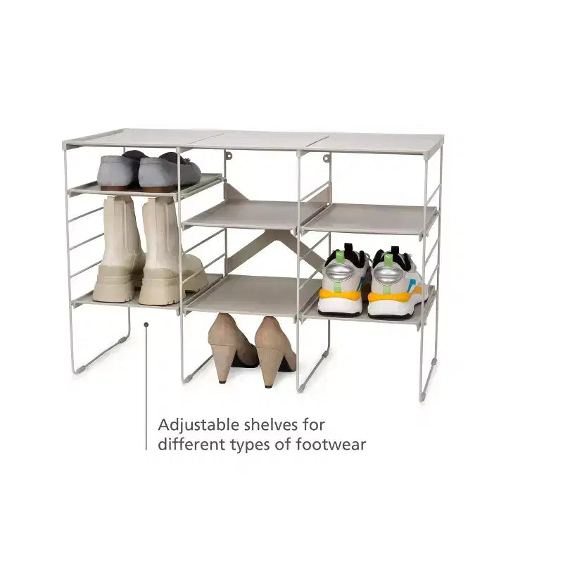 Joseph Joseph Level Plus Étagère à chaussures réglable – Peut contenir 12 paires : Cadre autoportant en acier au carbone, blanc cassé, largeur 75,7 cm