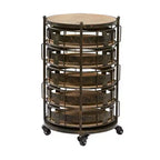 Chariot de rangement en métal marron style fermette – Olivia & May : Desserte roulante utilitaire avec 5 tiroirs et 6 étagères, en fer