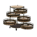 Chariot de rangement en métal marron style fermette – Olivia & May : Desserte roulante utilitaire avec 5 tiroirs et 6 étagères, en fer