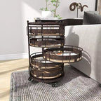 Chariot de rangement en métal marron style fermette – Olivia & May : Desserte roulante utilitaire avec 5 tiroirs et 6 étagères, en fer
