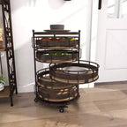 Chariot de rangement en métal marron style fermette – Olivia & May : Desserte roulante utilitaire avec 5 tiroirs et 6 étagères, en fer
