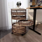 Chariot de rangement en métal marron style fermette – Olivia & May : Desserte roulante utilitaire avec 5 tiroirs et 6 étagères, en fer