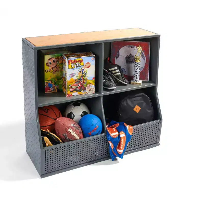 Badger Basket Casier de rangement multi-bacs en métal et bambou anthracite/naturel