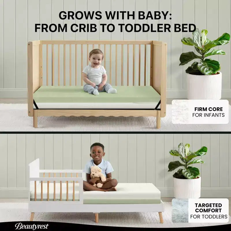 Matelas pour lit de bébé et tout-petit Beautyrest Silver PureAir à deux niveaux - Greenguard Gold - Blanc/Vert