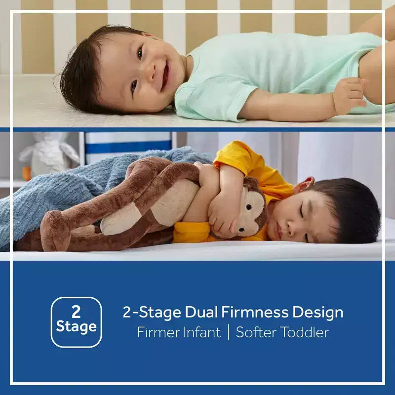 Matelas en mousse respirante Sealy Refresh pour lit de bébé 6" - Blanc : Côté ferme/Côté souple, Hypoallergénique, Housse imperméable