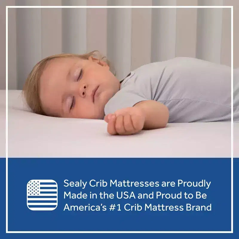 Matelas en mousse respirante Sealy Refresh pour lit de bébé 6" - Blanc : Côté ferme/Côté souple, Hypoallergénique, Housse imperméable