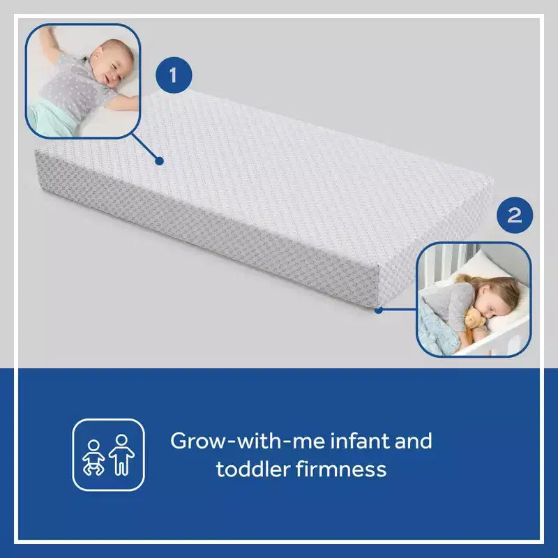 Matelas en mousse respirante Sealy Refresh pour lit de bébé 6" - Blanc : Côté ferme/Côté souple, Hypoallergénique, Housse imperméable