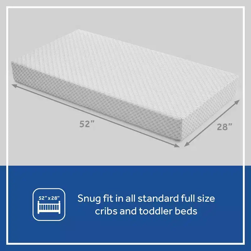 Matelas en mousse respirante Sealy Refresh pour lit de bébé 6" - Blanc : Côté ferme/Côté souple, Hypoallergénique, Housse imperméable