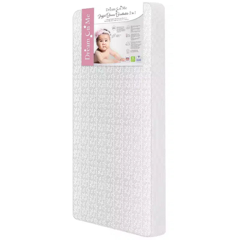 Matelas de berceau standard Dream On Me respirant orthopédique ferme en fibre - Blanc : Hypoallergénique, housse en vinyle, 5 pouces d'épaisseur, sans mousse
