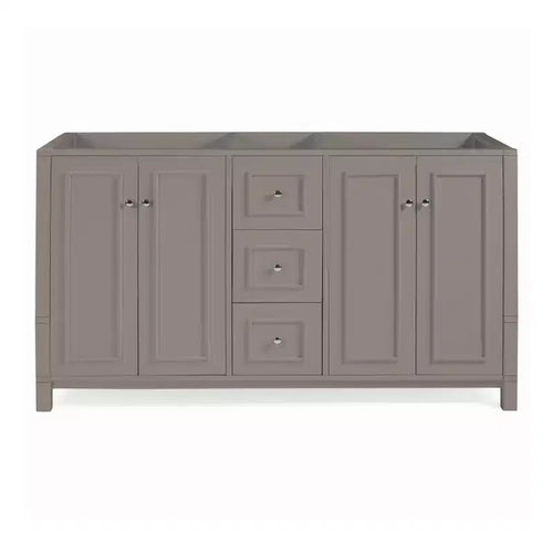 Alaterre Furniture Williamsburg 60 in. Double Sink Bathroom Vanity - Freestanding Cabinet Without Top, Gray