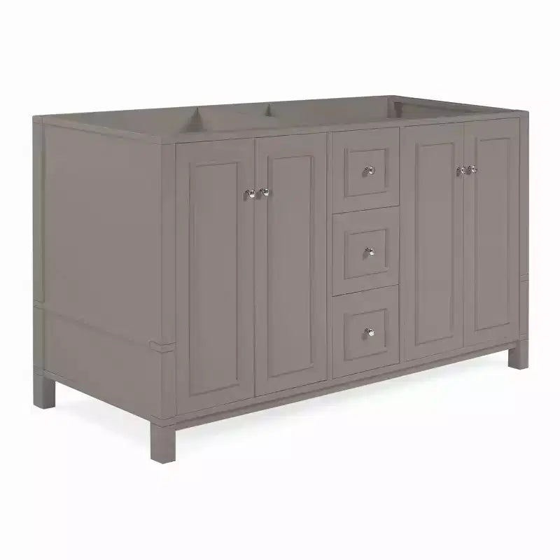 Meuble-lavabo de salle de bain Alaterre Furniture Williamsburg de 60 po à double vasque - Meuble autoportant sans plateau, gris