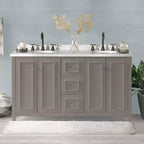 Meuble-lavabo de salle de bain Alaterre Furniture Williamsburg de 60 po à double vasque - Meuble autoportant sans plateau, gris