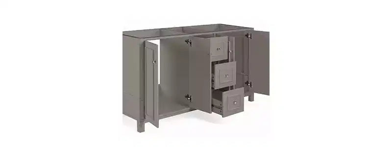 Meuble-lavabo de salle de bain Alaterre Furniture Williamsburg de 60 po à double vasque - Meuble autoportant sans plateau, gris