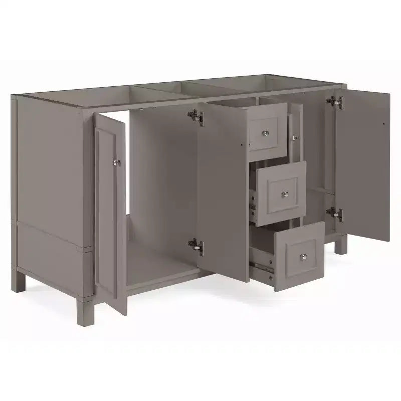 Meuble-lavabo de salle de bain Alaterre Furniture Williamsburg de 60 po à double vasque - Meuble autoportant sans plateau, gris