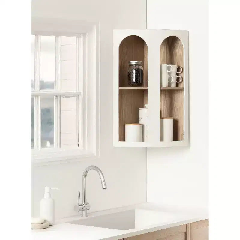 Kate & Laurel All Things Decor Étagère d'angle Elloree 40,6 cm Blanc/Naturel