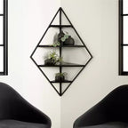 Kate & Laurel All Things Decor Étagère murale d'angle Melora en métal et bois noir 24 po x 17 po x 38 po