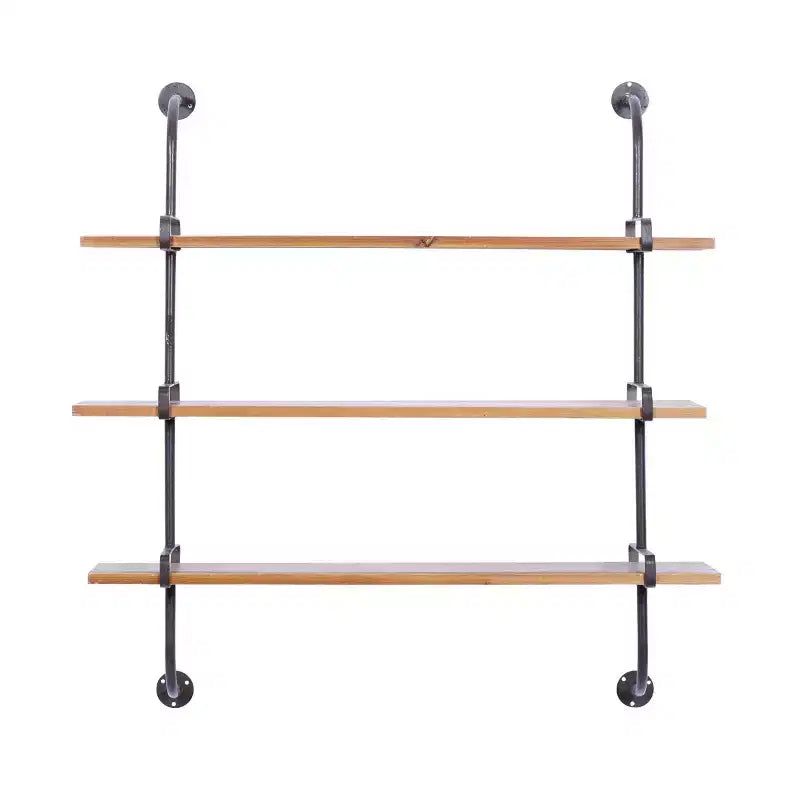 Mur en bois à 3 niveaux 38"x38" avec supports métalliques marron - Olivia & May : Style industriel, aucun assemblage requis