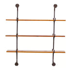 Mur en bois à 3 niveaux 38"x38" avec supports métalliques marron - Olivia & May : Style industriel, aucun assemblage requis