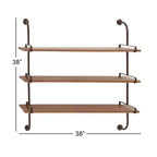 Mur en bois à 3 niveaux 38"x38" avec supports métalliques marron - Olivia & May : Style industriel, aucun assemblage requis