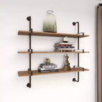 Mur en bois à 3 niveaux 38"x38" avec supports métalliques marron - Olivia & May : Style industriel, aucun assemblage requis