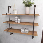 Mur en bois à 3 niveaux 38"x38" avec supports métalliques marron - Olivia & May : Style industriel, aucun assemblage requis