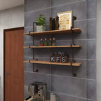 Mur en bois à 3 niveaux 38"x38" avec supports métalliques marron - Olivia & May : Style industriel, aucun assemblage requis