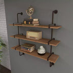 Mur en bois à 3 niveaux 38"x38" avec supports métalliques marron - Olivia & May : Style industriel, aucun assemblage requis