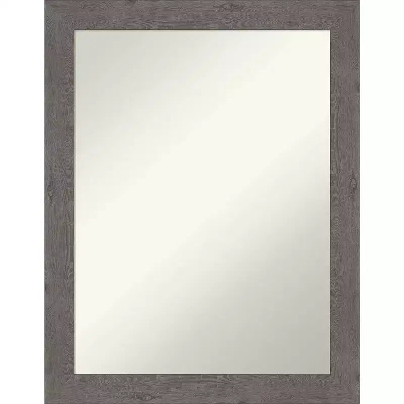 22" x 28" Non-Beveled Rustic Plank Gray Narrow Bathroom Wall Mirror - Amanti Art