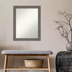 Miroir mural étroit de salle de bain en planche rustique grise sans biseau 22" x 28" - Amanti Art