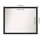 Miroir mural étroit Grace non biseauté noir métallique brossé 30" x 24" - Amanti Art : Rectangulaire moderne, cadre en polystyrène