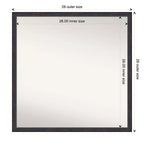 Miroir mural de salle de bain en bois non biseauté Amanti Art, 28" x 28", bronze foncé : Design carré moderne, fixation murale, cadre en bois