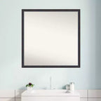 Miroir mural de salle de bain en bois non biseauté Amanti Art, 28" x 28", bronze foncé : Design carré moderne, fixation murale, cadre en bois