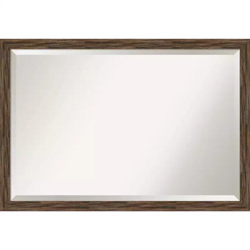 39" x 27" Regis Barnwood Narrow Framed Bathroom Vanity Wall Mirror Light Brown - Amanti Art: Beveled, Wall-Mounted