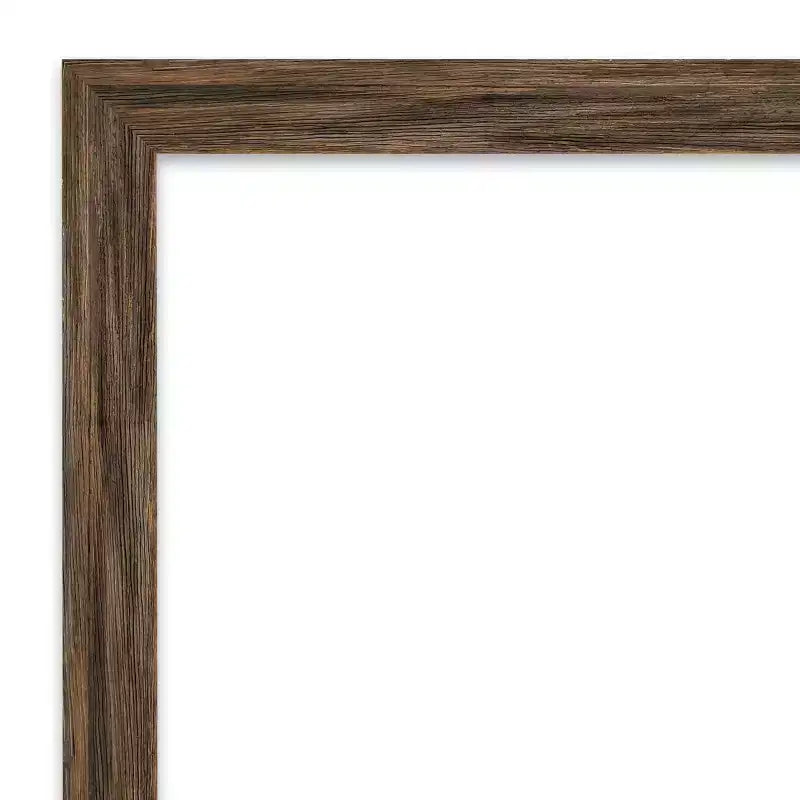 Miroir mural de salle de bain à cadre étroit en bois de grange Regis 39" x 27" marron clair - Amanti Art : Biseauté, Mural