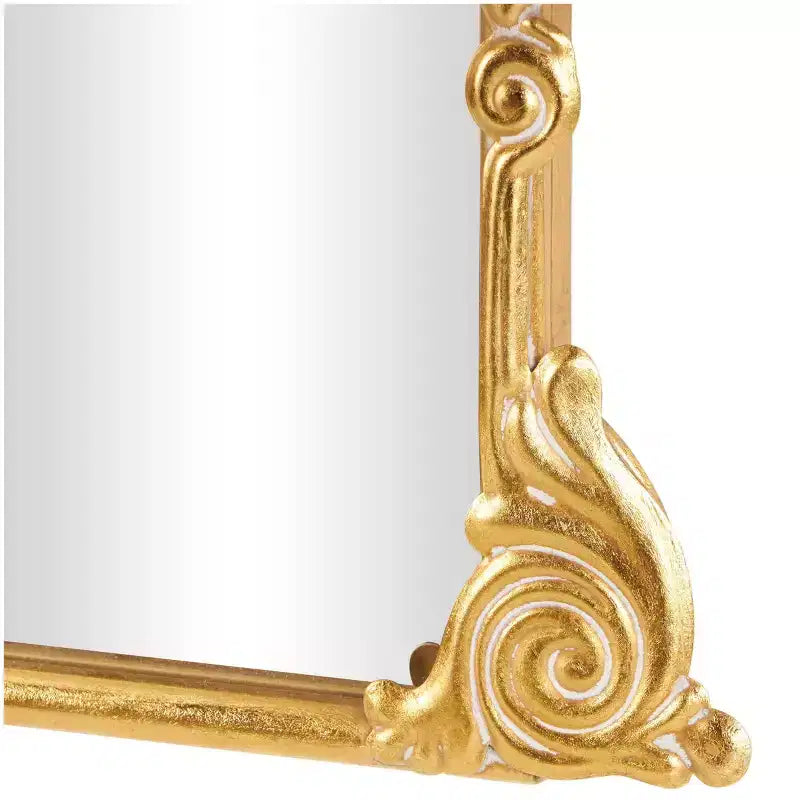 Miroir de sol baroque arqué en métal Olivia & May 122 x 71 cm doré : style vintage, fixation œillet, cadre en bois