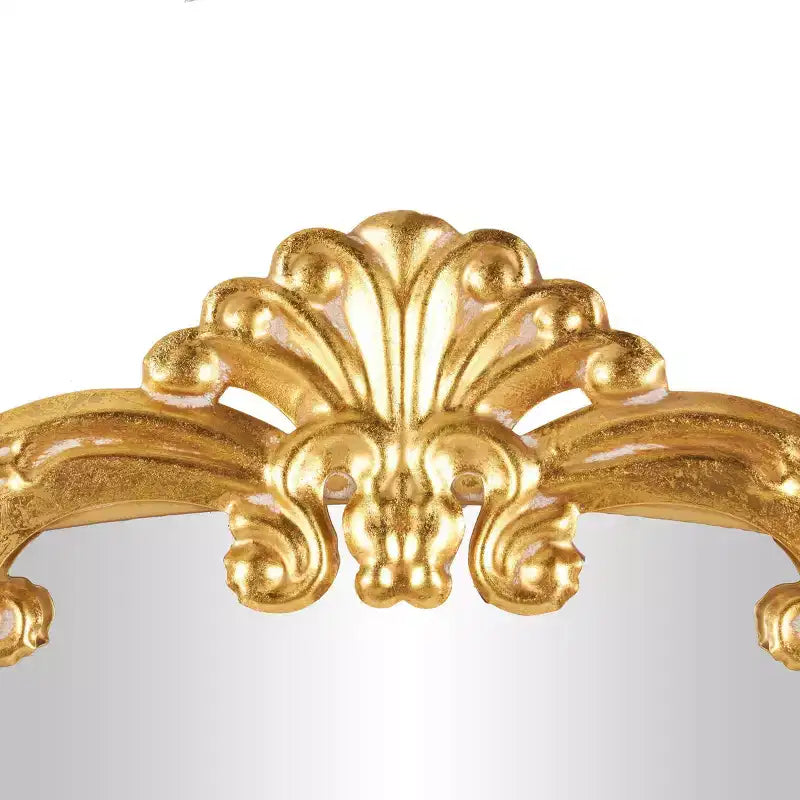 Miroir de sol baroque arqué en métal Olivia & May 122 x 71 cm doré : style vintage, fixation œillet, cadre en bois
