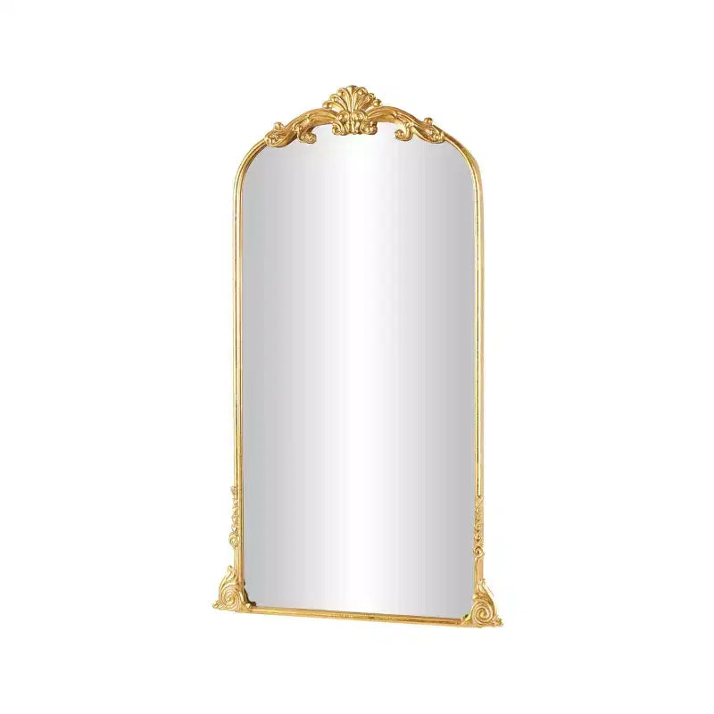 Miroir de sol baroque arqué en métal Olivia & May 122 x 71 cm doré : style vintage, fixation œillet, cadre en bois