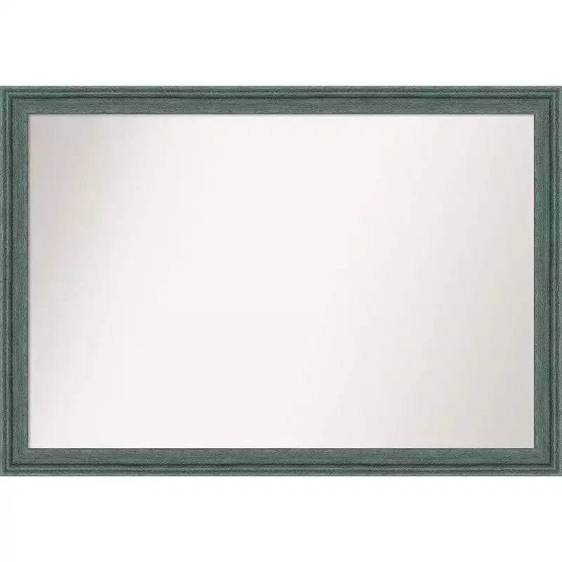 40"x28" Non-Beveled Upcycled Wood Bathroom Wall Mirror Teal/Gray - Amanti Art: Modern Rectangle, Wall Mount, Includes Hardware