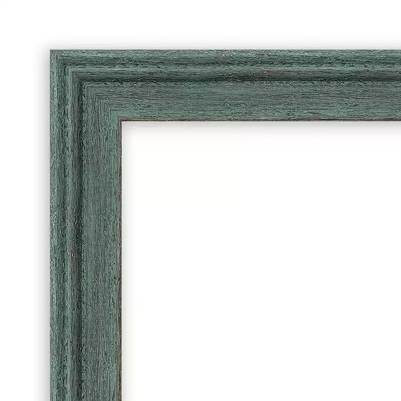 Miroir mural de salle de bain 101,6 x 71,1 cm en bois recyclé sans biseau sarcelle/gris - Amanti Art : Rectangulaire moderne, fixation murale, quincaillerie incluse