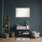 Miroir mural de salle de bain 101,6 x 71,1 cm en bois recyclé sans biseau sarcelle/gris - Amanti Art : Rectangulaire moderne, fixation murale, quincaillerie incluse