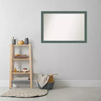 Miroir mural de salle de bain 101,6 x 71,1 cm en bois recyclé sans biseau sarcelle/gris - Amanti Art : Rectangulaire moderne, fixation murale, quincaillerie incluse