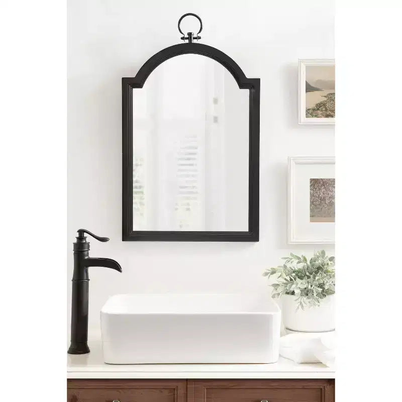 Kate & Laurel All Things Decor Miroir Mural Ohara Arch Noir 18"x30" : Style Traditionnel, Dessus Arrondi, Montage Mural
