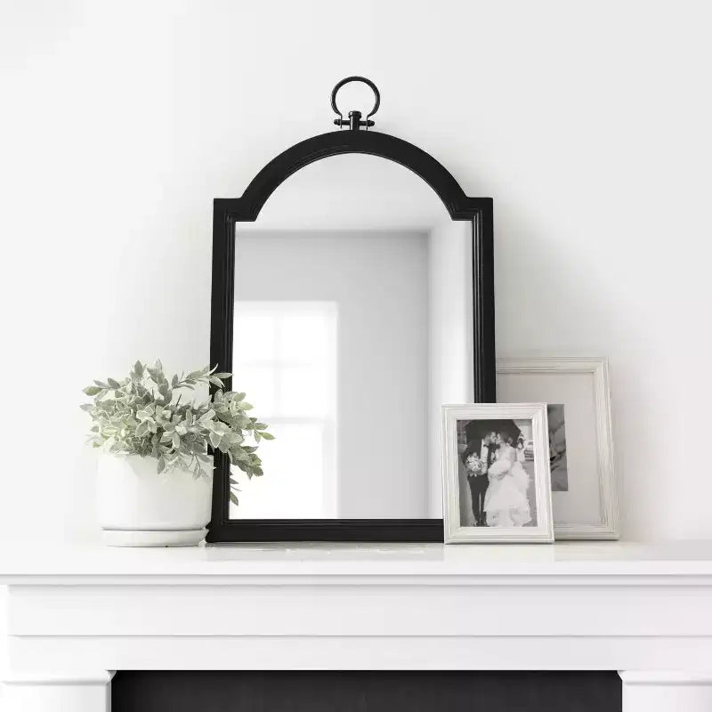 Kate & Laurel All Things Decor Miroir Mural Ohara Arch Noir 18"x30" : Style Traditionnel, Dessus Arrondi, Montage Mural
