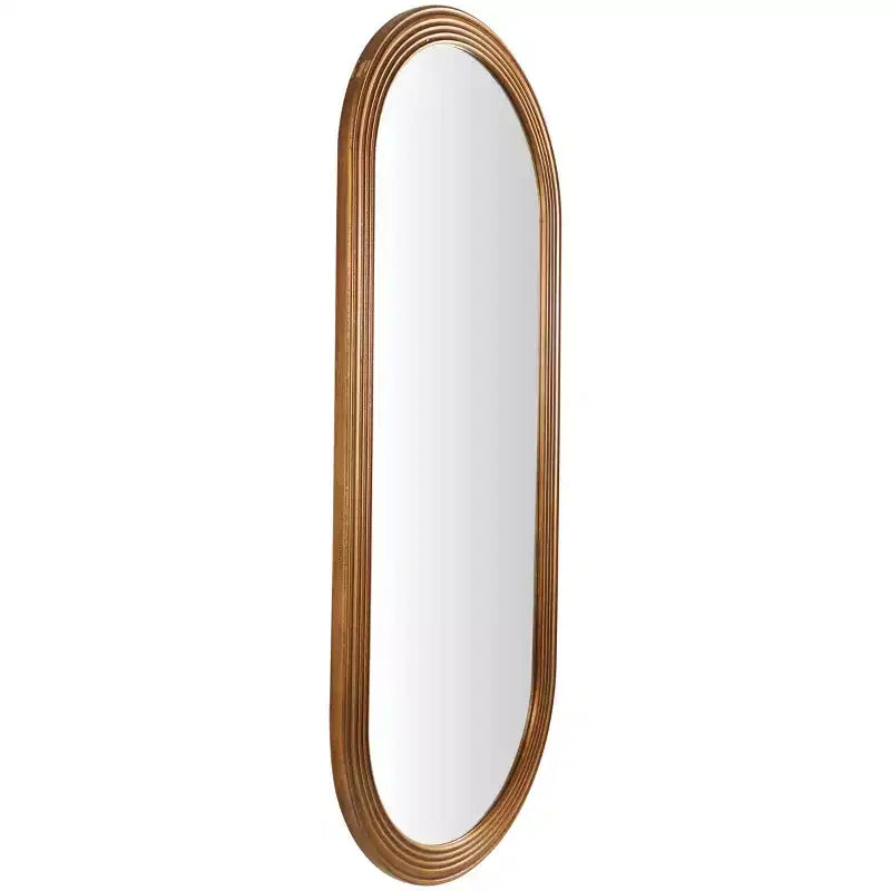 Miroir mural ovale en bois 51 po x 22 po avec cadre sculpté dimensionnel brun – Olivia & May